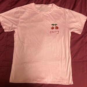 NWOT Pink With Red Cherries Short Sleeve Tee